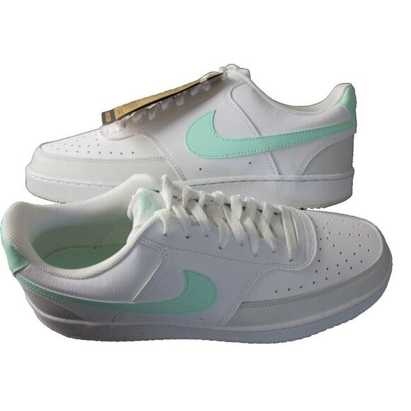 Nike Men\'s Court Vision Lo NN Leather Shoes White Mint Green Sizes NIB